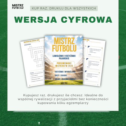 Mistrz Futbolu – Krzyżówki i Łamigłówki Piłkarskie. Podsumowanie Mistrzostw Świata 2026. (Wersja Cyfrowa PDF)